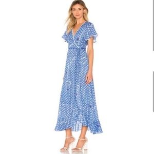 Poupette St. Barth Joe Wrap Dress Blue Vernezia XS NWOT